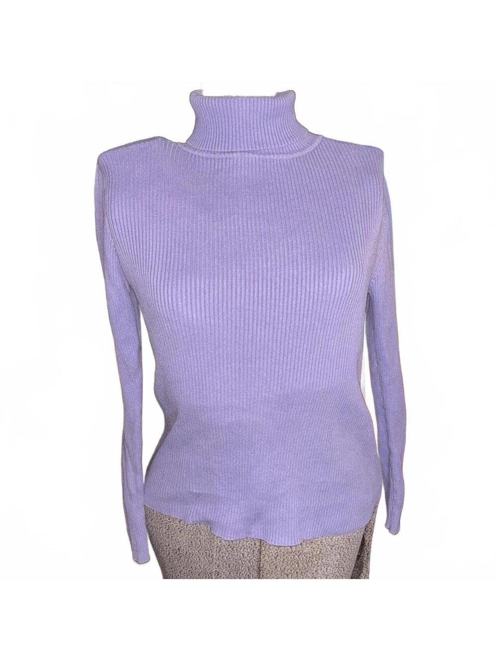 90s Moda International 100% cotton Lilac turtleneck sweater